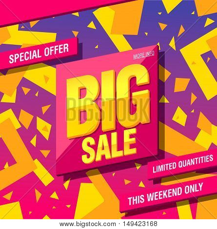 Big sale banner template design. Special offer, limited quantities.