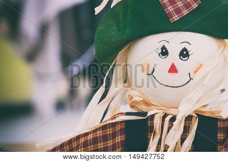 scarecrow in the garden, a toy of hay to scare away crows