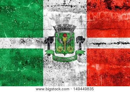 Flag Of Osasco, Brazil, Painted On Dirty Wall