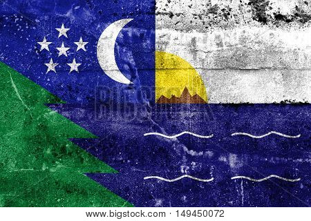Flag Of Paita, Peru, Painted On Dirty Wall