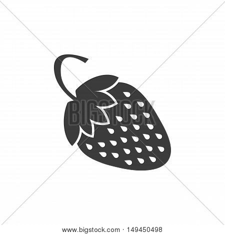 Strawberry Icon. Strawberry Vector Isolated On White Background. Flat Vector Illustration In Black.