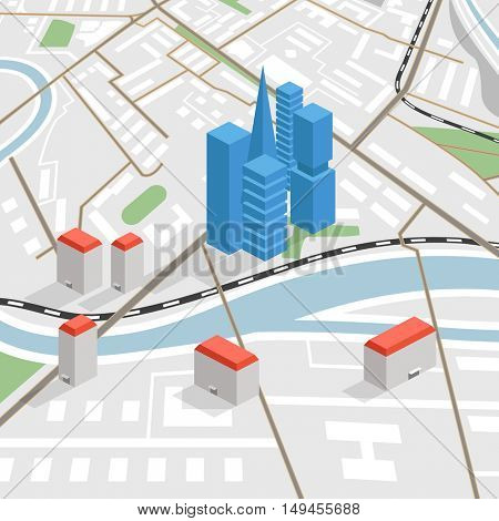 Abstract city map in perspective