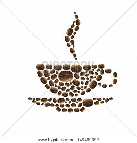 Cup of coffee beans on white background vector illustration