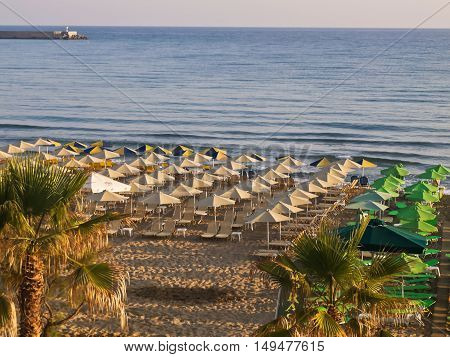 the road to the city beach Rethymno Crete Greece