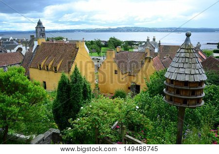 A view across the gardens to the medieval palace at Culross