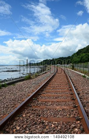 A view along the coastal railway line from Culross