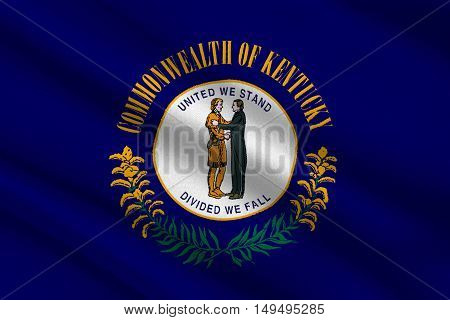 Flag of Kentucky state in United States. 3D illustration