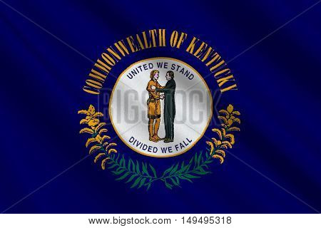 Flag of Kentucky state in United States. 3D illustration