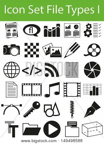 Icon Set File Types I with 30 icons for the creative use in graphic design