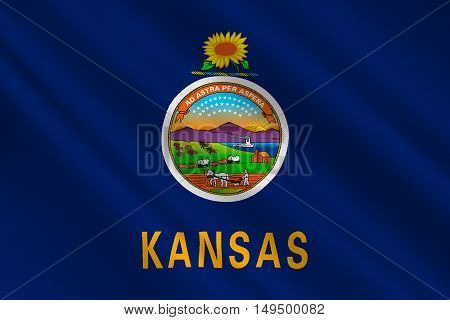 Flag of Kansas is a state in United States. 3D illustration