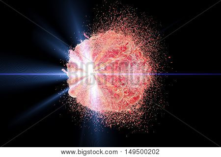 Radiotherapy of cancer, conceptual image. 3D illustration