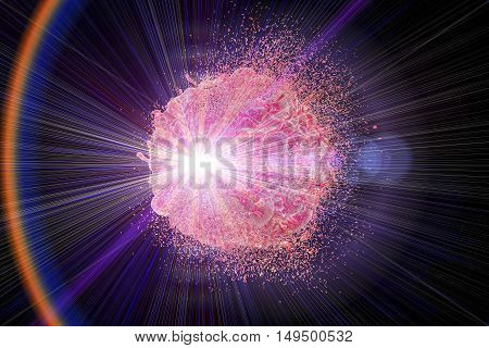 Radiotherapy of cancer, conceptual image. 3D illustration
