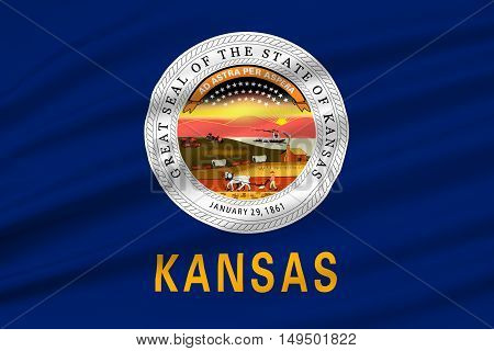 Flag of Kansas is a state in United States. 3D illustration