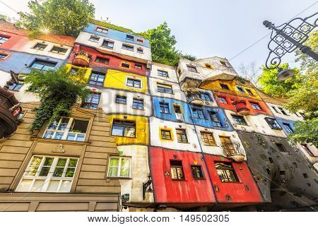 View Of Hundertwasser House In Vienna, Austria.