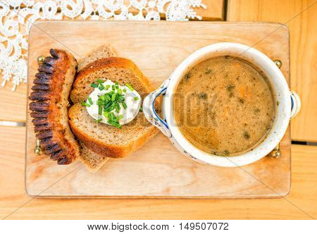 Soup zur zurek - component of a traditional Polish soup Sourdough