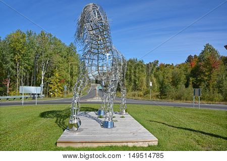 BROMONT QUEBEC CANADA 09 28 2016: By Mathieu Isabelle new statue in Bromont. The home of the Parc equestre Olympique de Bromont, equestrian olympic park.