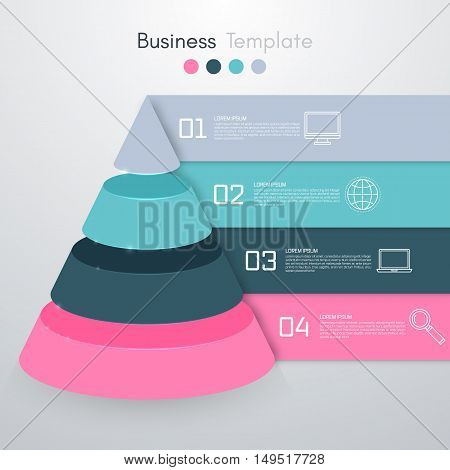 Vector illustration infographics four options pyramid. Stock vector