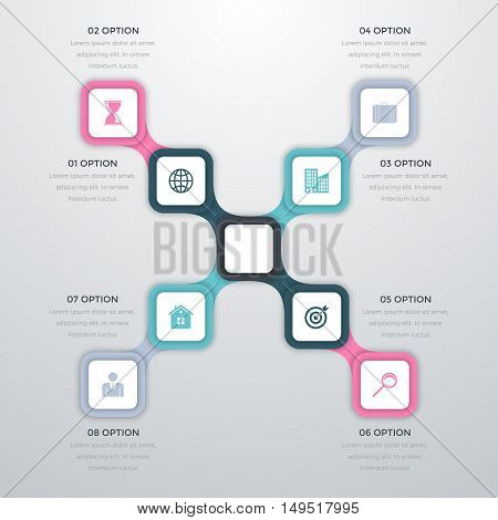 Vector illustration infographics eight options. Stock vector