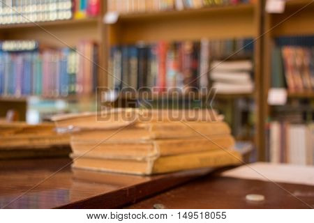 Unfocused Blurred old books on the table