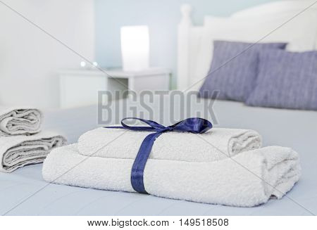 Closeup of towels with natural blur in background