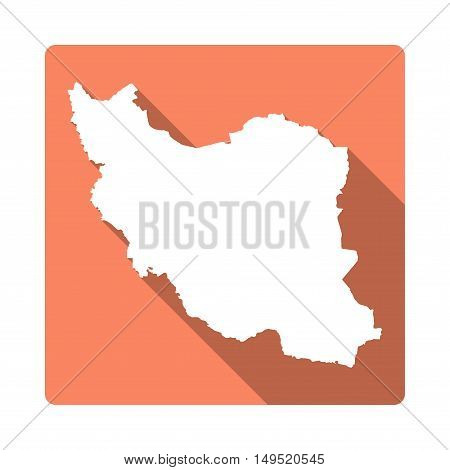 Vector Iran, Islamic Republic Of Map Button. Long Shadow Style Iran, Islamic Republic Of Map Square