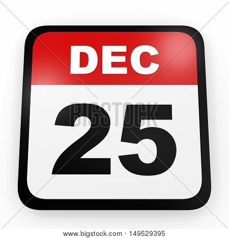 December 25. Calendar On White Background.