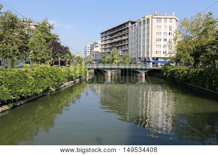 Porsuk River passing through Eskisehir City Turkey