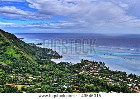 HDR image of the island of Moorea in the French Polynesia with her exuberant vegetation laggon and mountains.