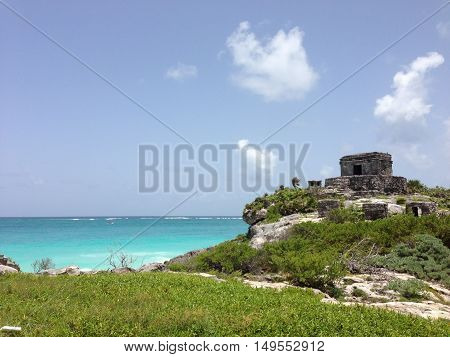 Mayan ruins by the sea, Tulum, Mexico
