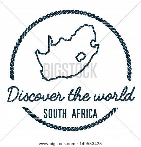 South Africa Map Outline. Vintage Discover The World Rubber Stamp With South Africa Map. Hipster Sty