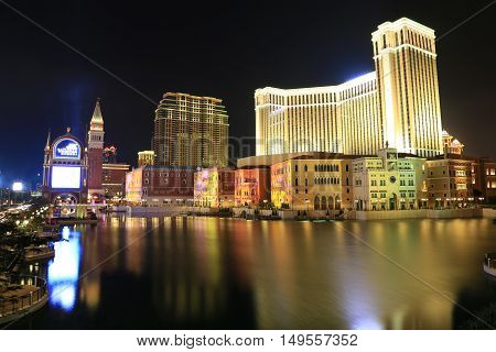 MACAU - FEBRUARY 08 2016 - The Venetian Macao. The Venetian Macao is the largest casino in the world and the largest single structure hotel building in Asia.