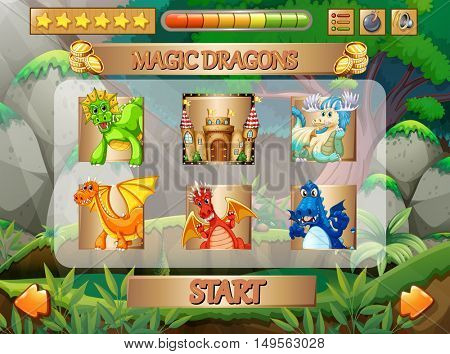 Computer game with dragon characters illustration