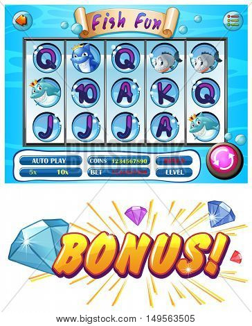 Computer game template with underwater theme illustration