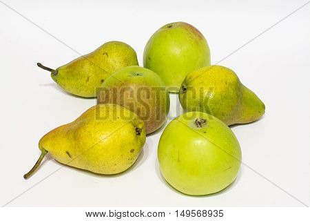 apples and pears on white background. isolated