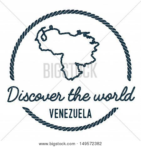 Venezuela, Bolivarian Republic Of Map Outline.. Vintage Discover The World Rubber Stamp With Venezue