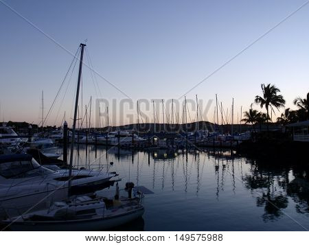 Boats at sunset, Hamilton Island, Queensland, Australia