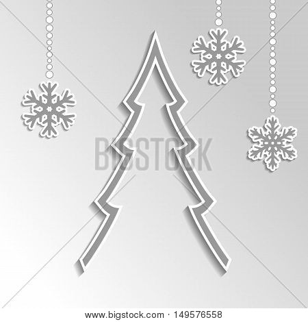 Christmas Background In Gray Color With Snowflakes