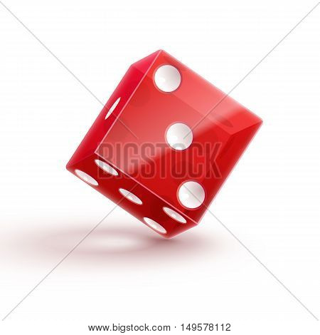 Illustartion of casino rulette red dice cube isolated on white