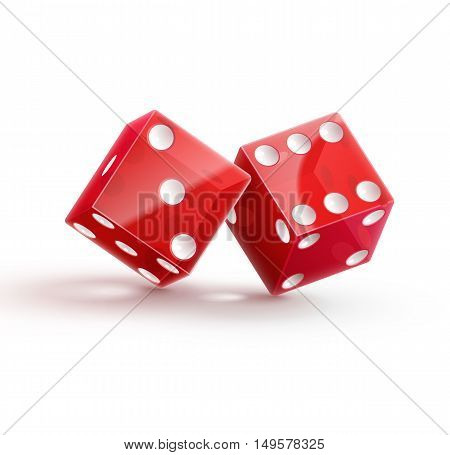 Illustartion of casino rulette red dice cube isolated on white