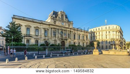 MONTPELLIER,FRANCE - AUGUST 26,2016 - Building of Prefecture in Montpellier. Montpellier is the capital of the Herault department and is the 8th largest city of France.