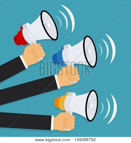 Digital marketing with a megaphone concept flat design.