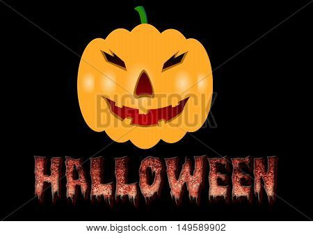 Smiling Halloween pumpkin and scary letters poster