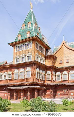 MOSCOW RUSSIA - August 18.2013: Restored ancient palace of Tsar Alexei Mikhailovich Romanov is in Kolomenskoye