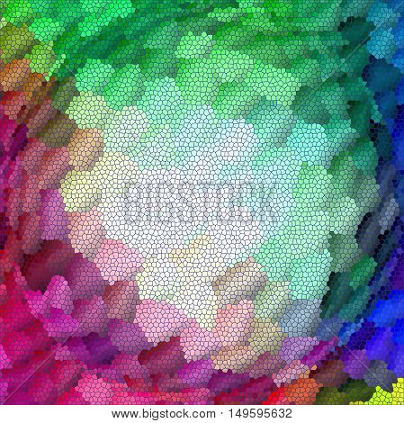 Abstract coloring background of the pastels gradient with visual lighting,mosaic,spherize and stained glass effects.Good for your project design