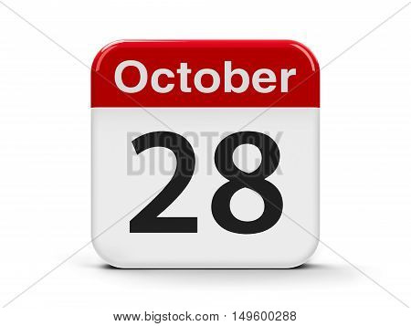 Calendar web button - The Twenty Eighth of October - International Animation Day three-dimensional rendering 3D illustration