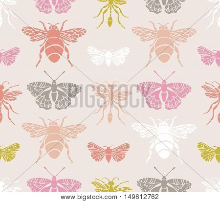 Hipster seamless pattern with Insects . Abstract triangular style. Vector background.