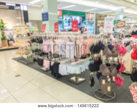 Blurred bra shop in the department store