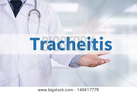Tracheitis Medicine doctor hand working doctor work hard top view