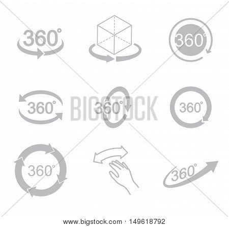 360 degrees view sign icon on the white background