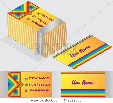 A business card with a rainbow Vector illustration for creativity and entertainment